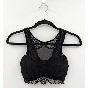 Victoria's Secret PINK Bralette Women's S Black Lace Padded Pullover